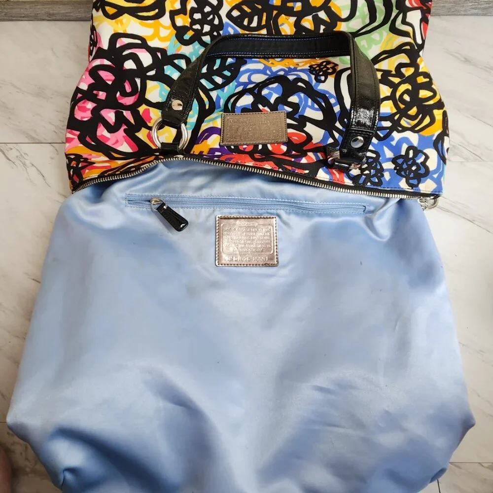 Euc Coach Poppy Graffitti Multi-Color Xlarge Tote Bag Purse…